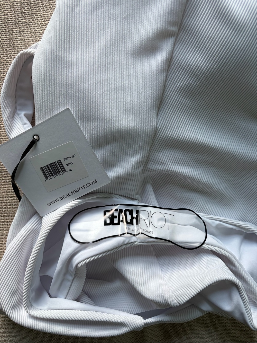 Beach Riot Tropez White Ribbed V-Plunge One-Piece Swimsuit - Picture 3 of 3